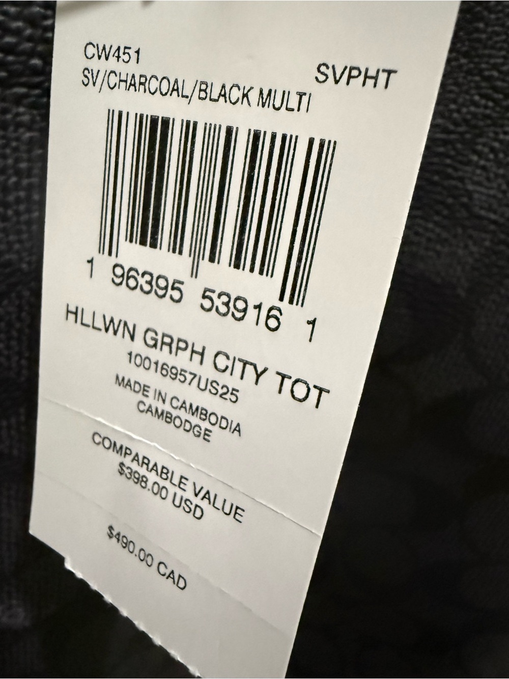 Coach City Tote in Signature Canvas Halloween-themed cat graphic NWT - Picture 3 of 8